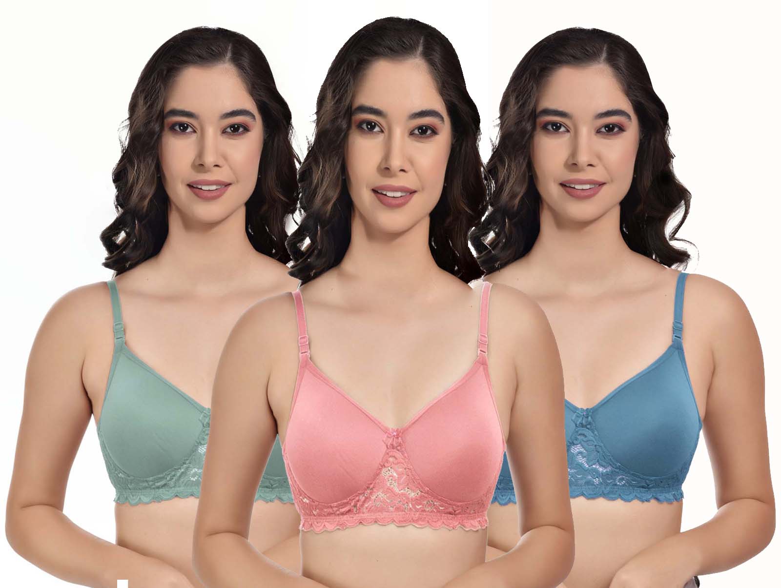 Padded Comfort Non-Wired Full Cup Bra – Pack of 3 - GSN Store