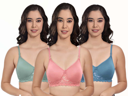 Padded Comfort Non-Wired Full Cup Bra – Pack of 3 - GSN Store